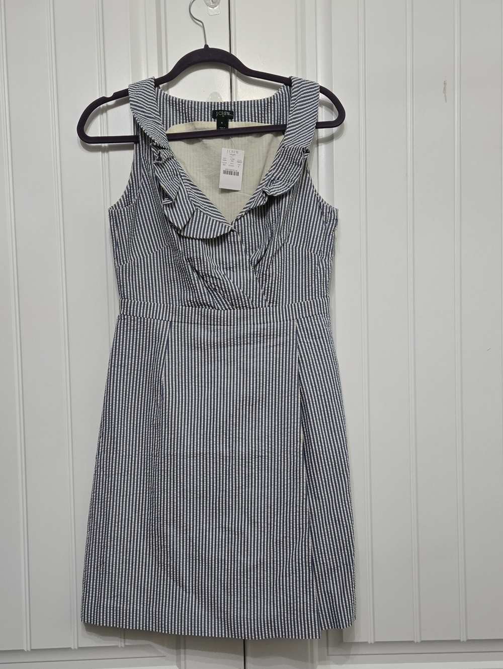 J Crew Striped Ruffled Neckline Size 6 NWT
